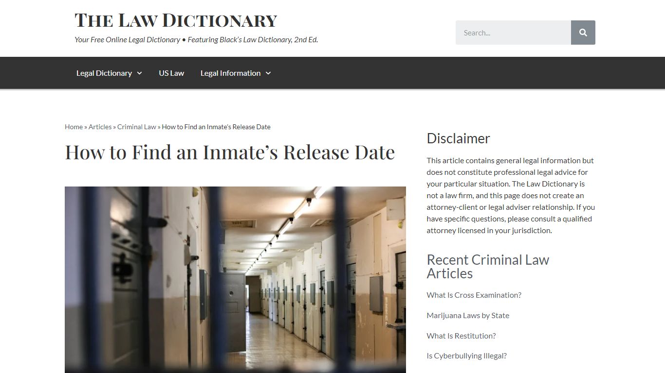 How to Find an Inmate's Release Date | The Law Dictionary